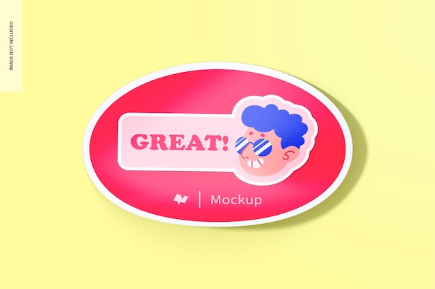 PSD oval sticker mockup top view