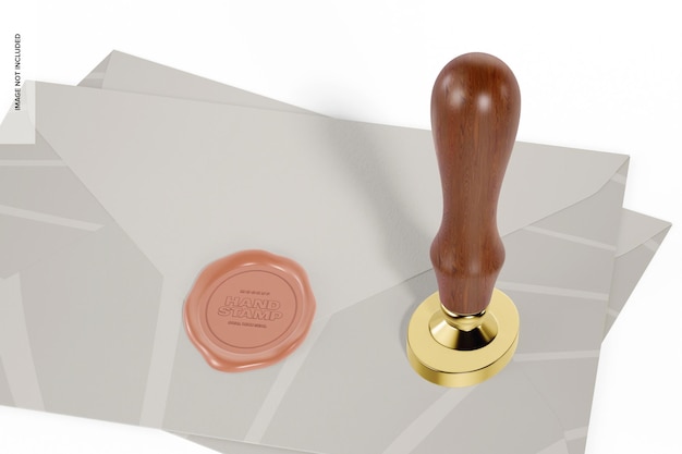 PSD oval wax seal mockup, perspective