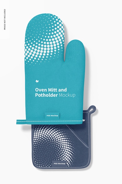 oven mitt and potholder mockup, top view