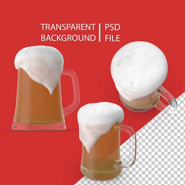 PSD overflowing beer mug png