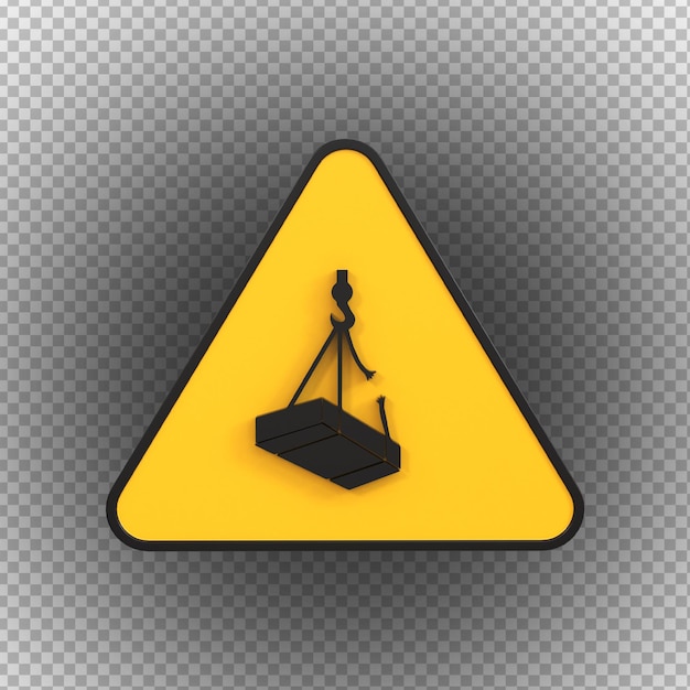 PSD overhead crane signs of high voltage hazard isolated on a transparent background