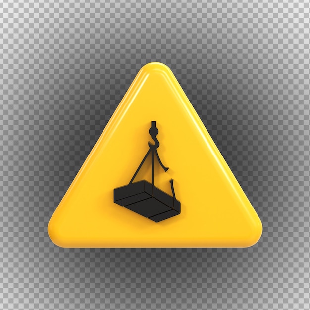 PSD overhead crane signs of high voltage hazard isolated on a transparent background