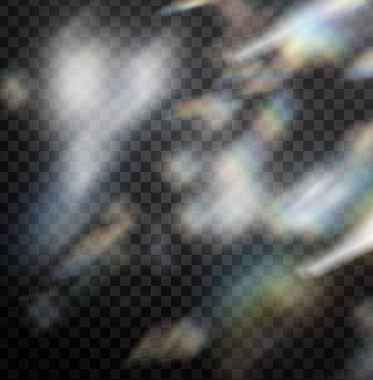 overlay rainbow flare effect lens glare on a transparent background