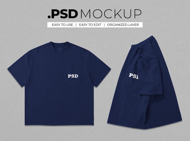 Oversize POCKET tshirt realistic psd mockup