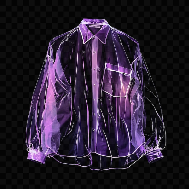 PSD oversized shirt with puffed sleeves and a sheer look made wi glowing object y2k neon art design