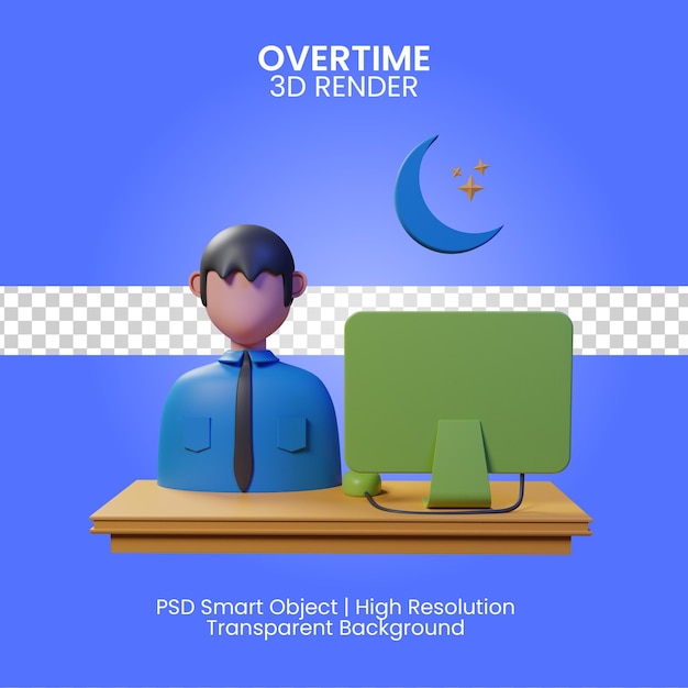 Overtime icon 3d render isolated