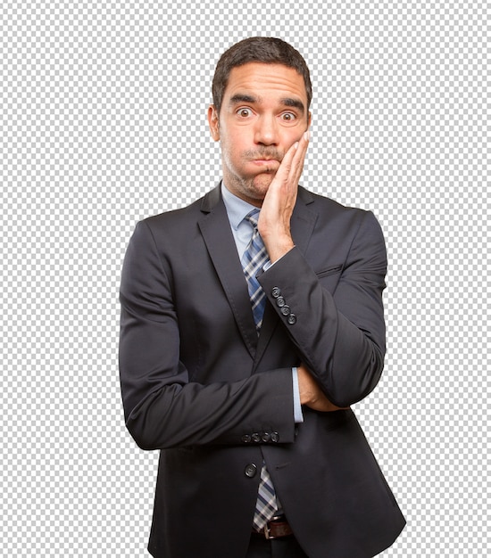 PSD overworked young businessman