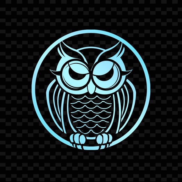 PSD owl in a circle with a black background free download