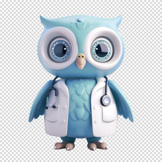 PSD owl cute doctor odizolowany na przezroczystym tle