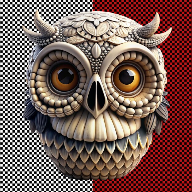 PSD owl skull on transparent background