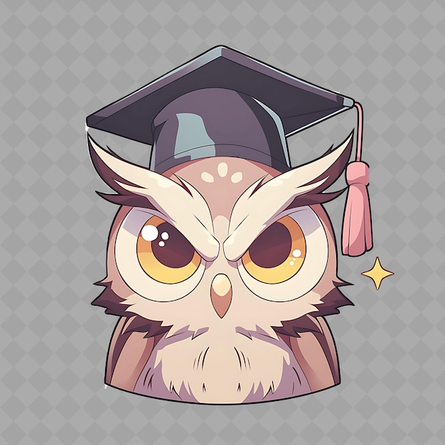 PSD an owl wearing a cap with a star on it