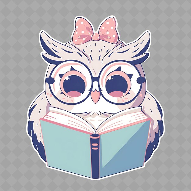 An owl with glasses reading a book