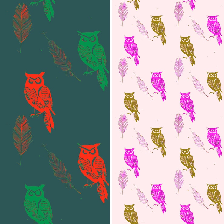 PSD owls and birds on a pink background