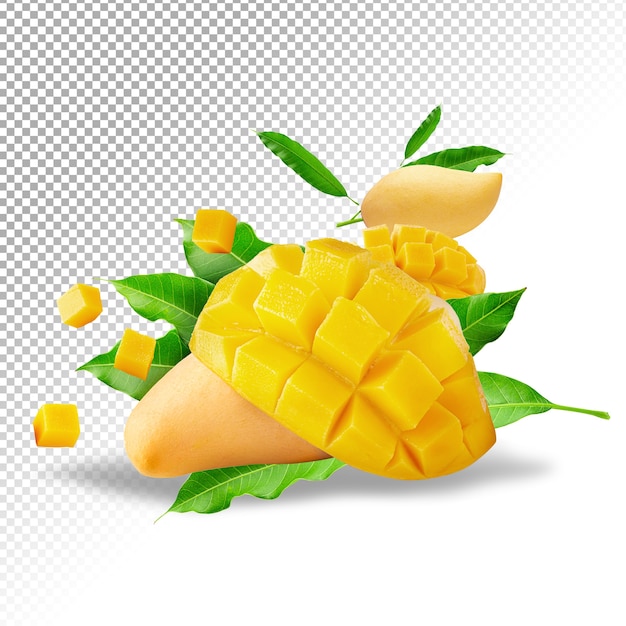 Owoce Mango Z Kostkami Mango I Plastrami