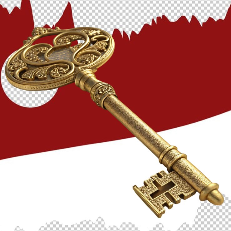 Ozdobny złoty klucz starożytny klucz obraz