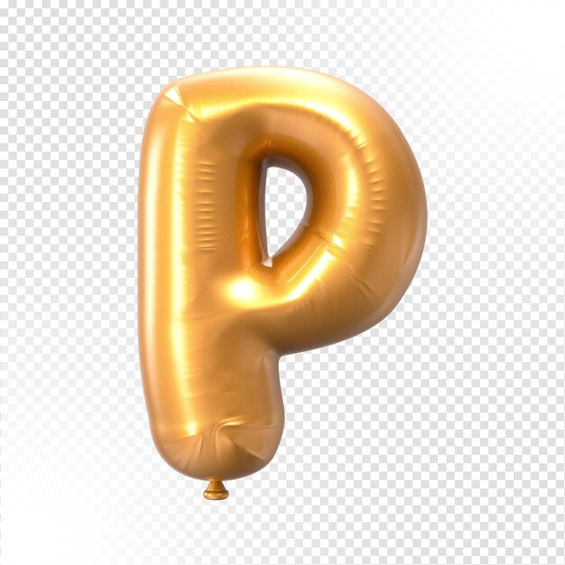 P Balloon Font Gold 3d Rendering