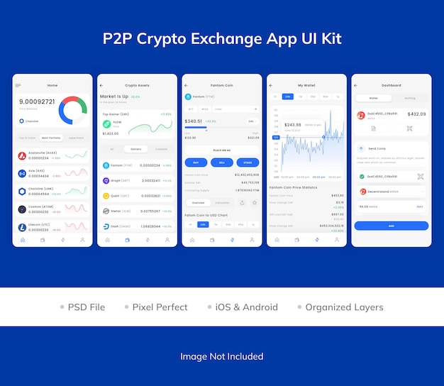 PSD p2p crypto exchange app ui kit