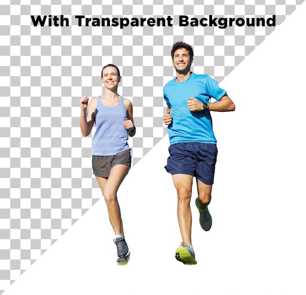 Paar joggen voor een gezonde levensstijl Scene Maker Item op geïsoleerde doorzichtige achtergrond