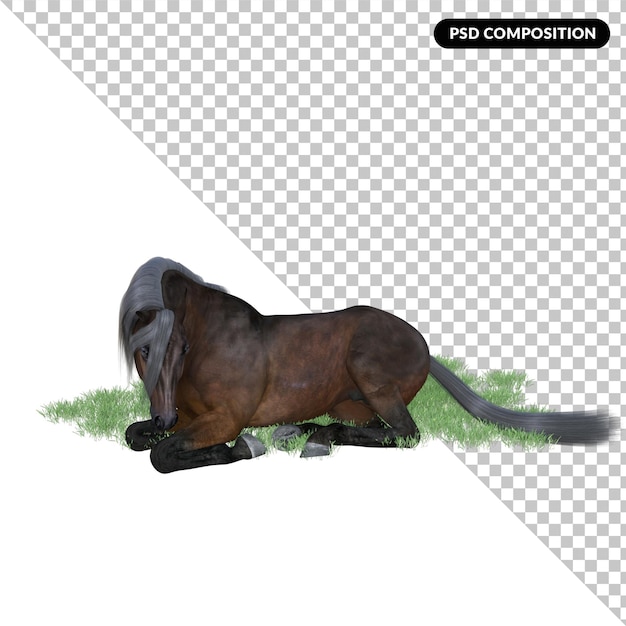 Paard pose geïsoleerd premium 3d-rendering