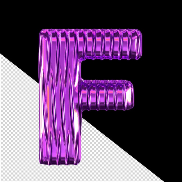 PSD paars 3d symbool met verticale ribben letter f