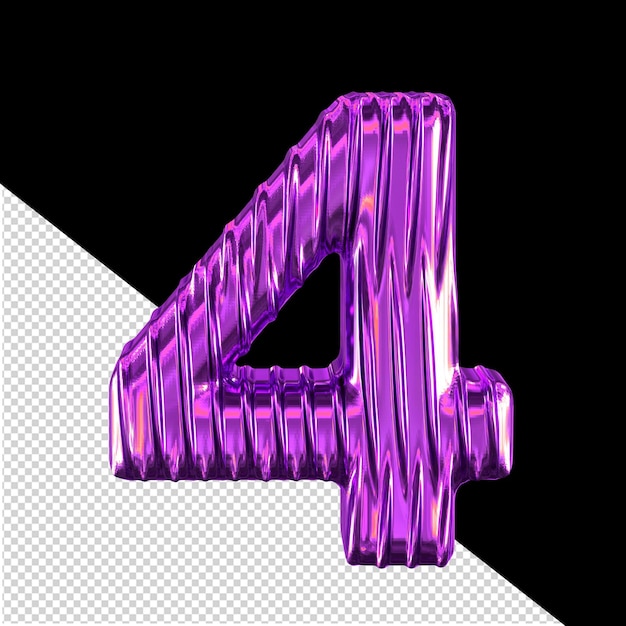 Paars 3d symbool met verticale ribben nummer 4