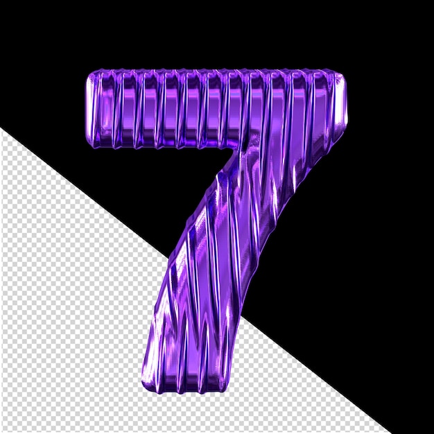 PSD paars 3d-symbool met verticale ribben nummer 7