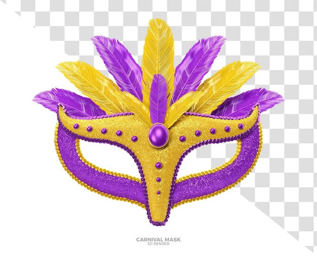 PSD paars braziliaans carnaval masker 3d render