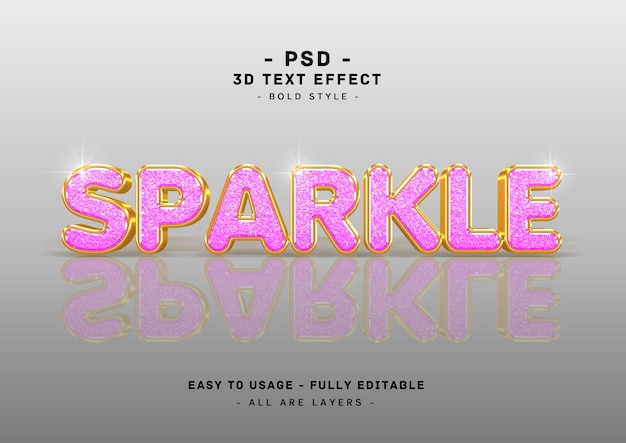 Paars fonkelend teksteffect 3D-spiegelstijl