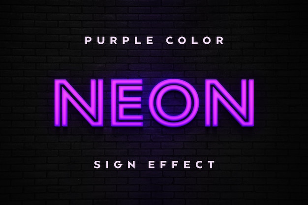 Paars neon teken effect tekstsjabloon