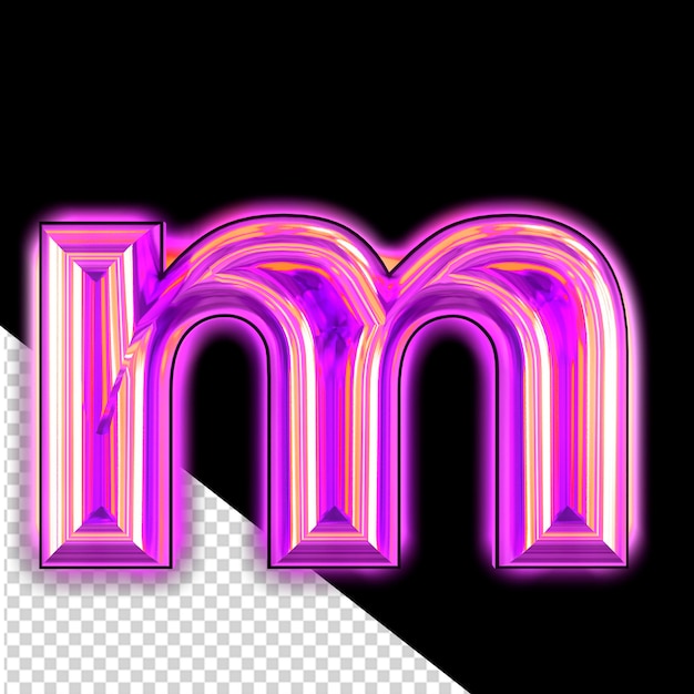Paars symbool met gloeiende letter m