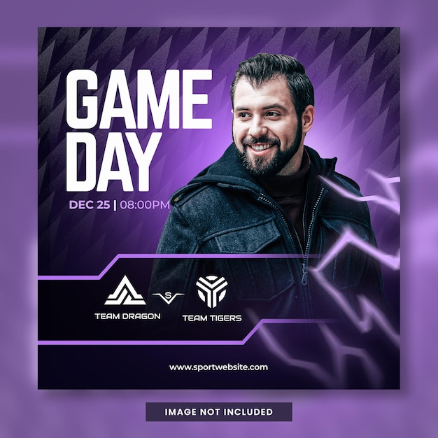 Paarse gameday esport gaming sociale mediasjabloon