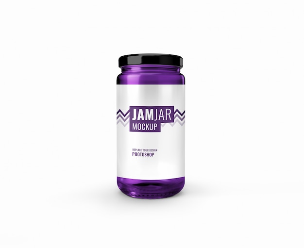 Paarse jam fles glazen mockup