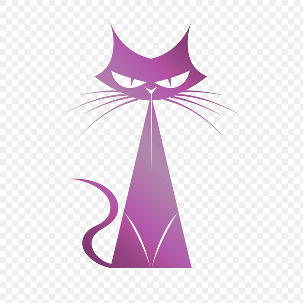 PSD paarse kat met een paarse kop op een witte achtergrond