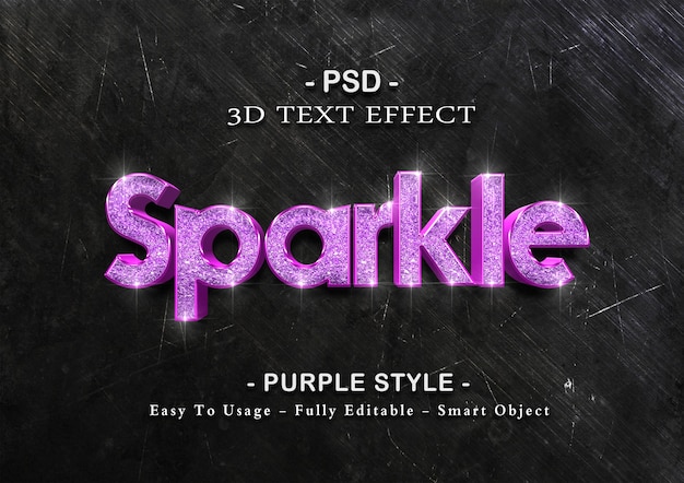 Paarse sparkle teksteffect sjabloon