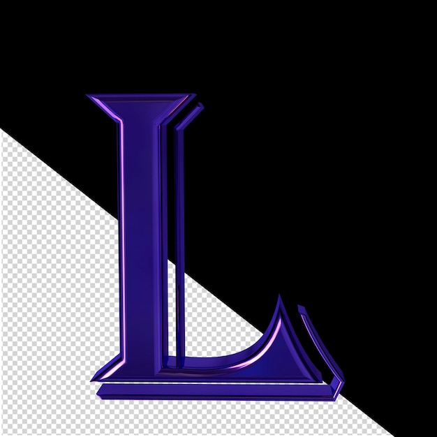 PSD paarse symbool vooraanzicht letter l