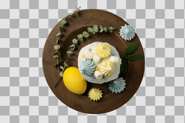 Paasbrood van PNG op een bord op een witte achtergrond