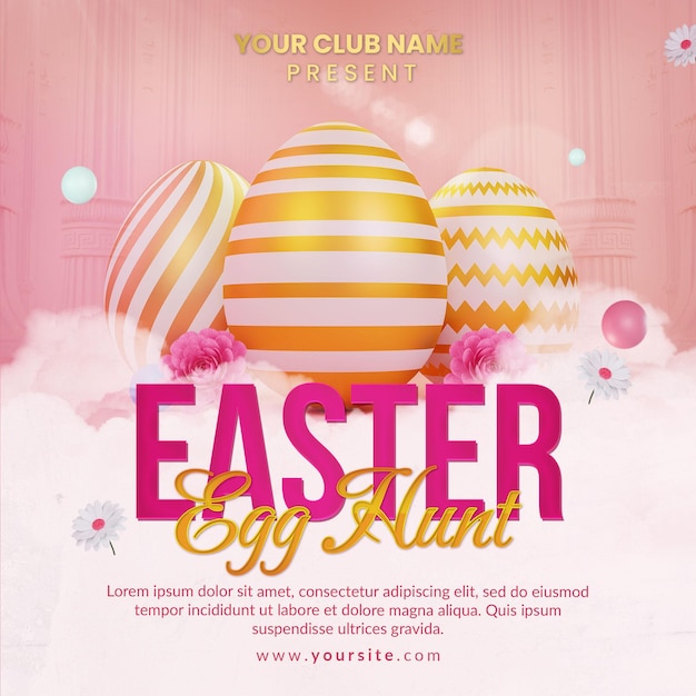Paasdag Egg Hunt Celebration voor social media post of flyer-uitnodiging