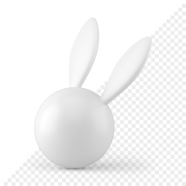 Paashaas witte keramische snuisterij bol met lange oren seizoensgebonden lente vakantie decor 3d