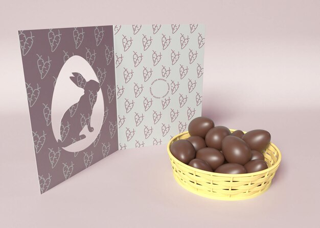 Paaskaart met chocolaatjes mockup