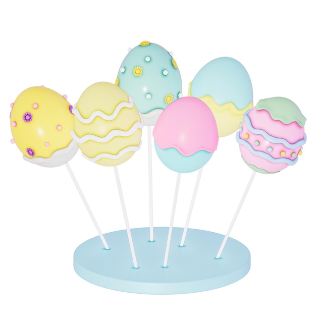 PSD paasvakantie dessert easter egg cake pops 3d-rendering