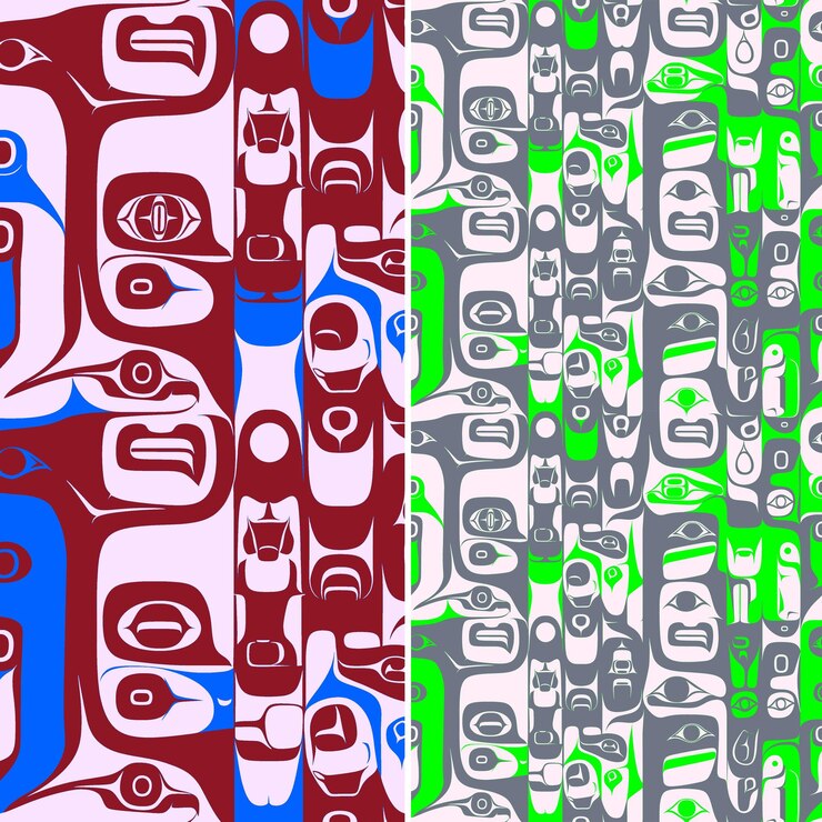 PSD pacific northwest coast patterns with formline design animal png traditional abstract designs