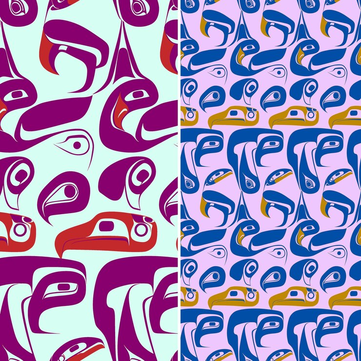 PSD pacific northwest coast patterns with formline design animal png traditional abstract designs