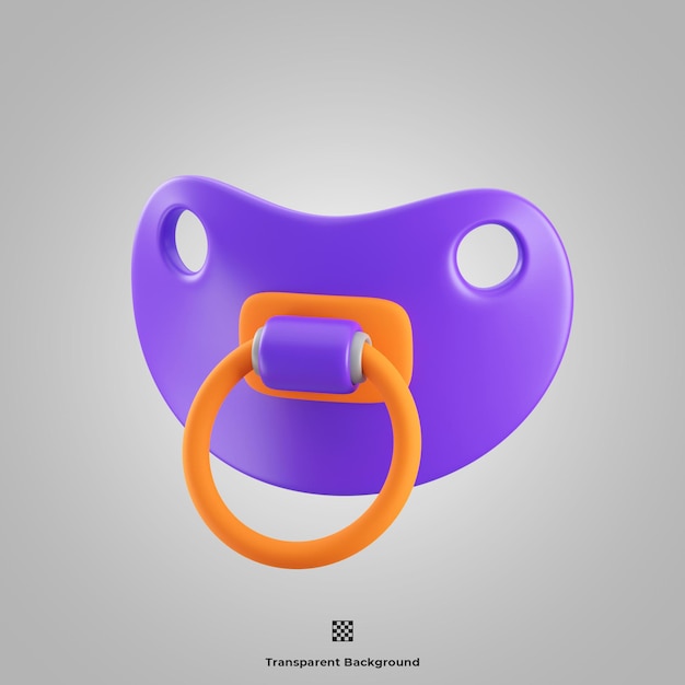 Pacifier back 3d icon illustration