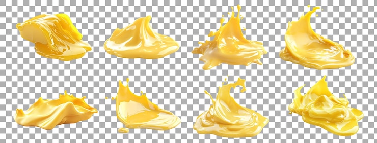 PSD pack butter and melted butter set against a transparent background for culinary food photography or ingredient