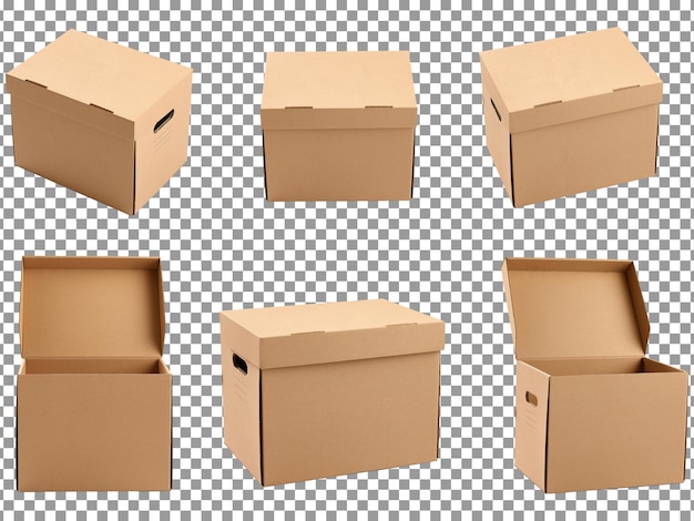 PSD a pack of cardboard boxes isolated on transparent background