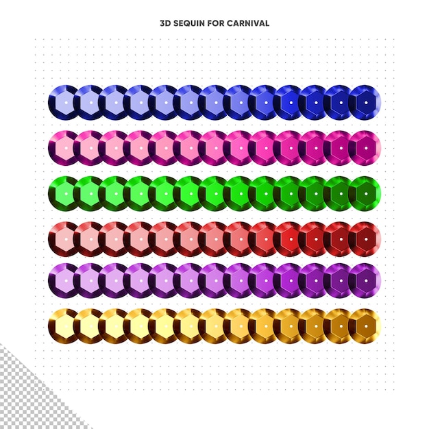 PSD pack of colorful sequins for carnival