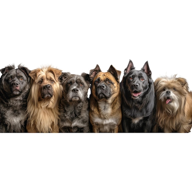 A pack of dogs standing together on a transparent background generative ai