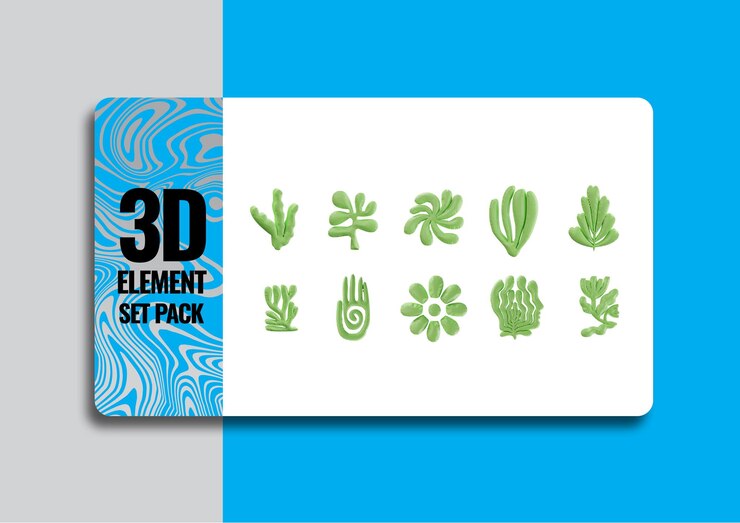 PSD pack element set 3d rendering