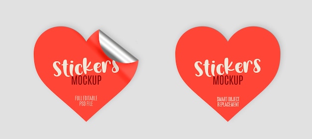 Pack of heart stickers mockup