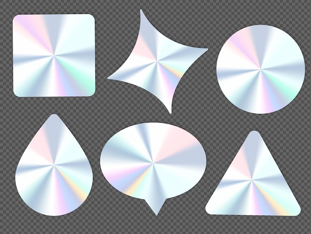 PSD さまざまな形のホログラフィック ラベルのパック